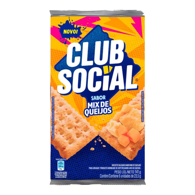 BISCOITO CLUB SOCIAL 141GR MIX DE QUEIJOS - CX COM 44 UN