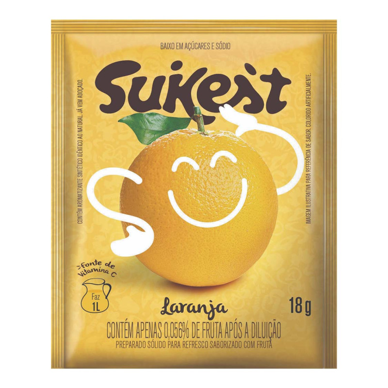 REFRESCO EM PÓ SUKEST 18GR LARANJA - DP COM 15 UN
