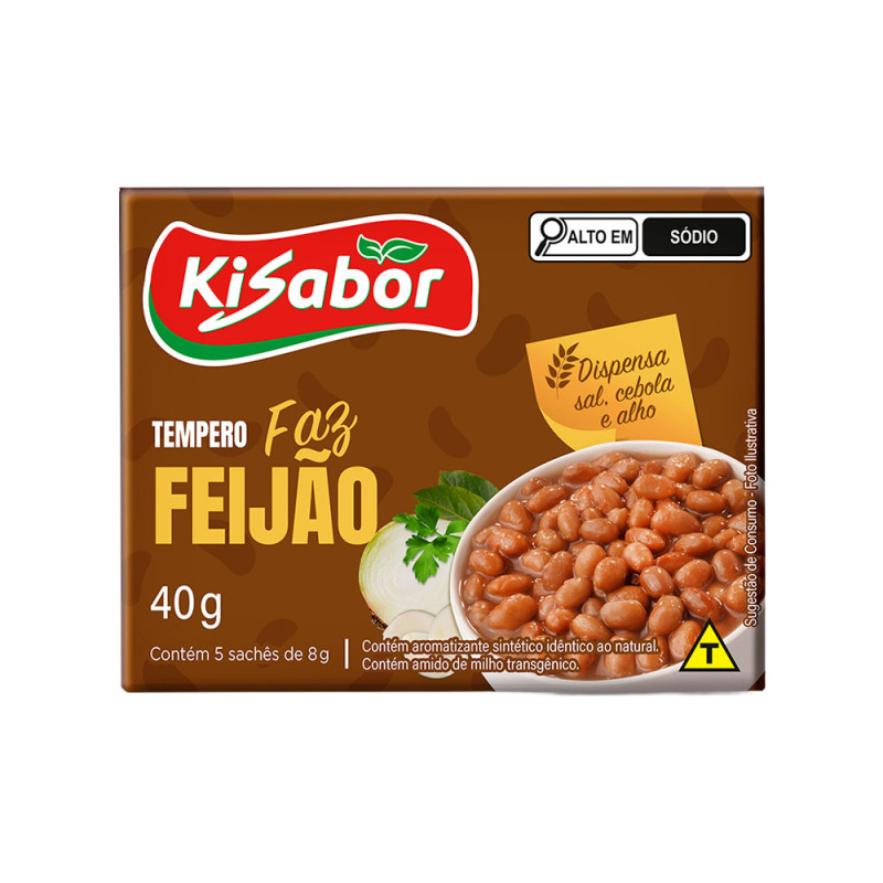 TEMPERO FAZ FEIJÃO KISABOR 5X8GR - CX COM 24 UN