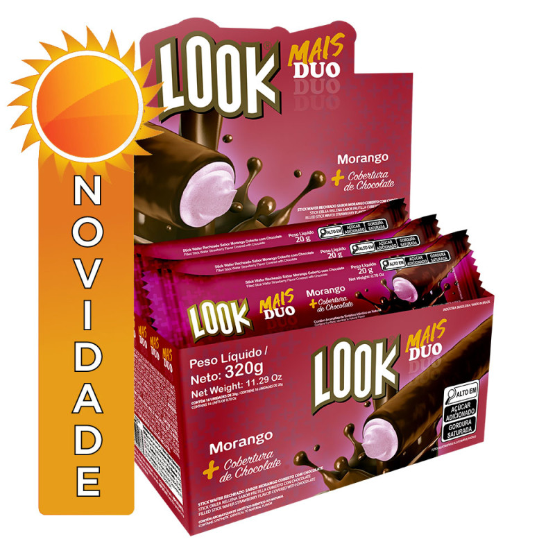 CHOCOLATE LOOK MAIS DUO ITAMARATY 20GR MORANGO - DP COM 16 UN