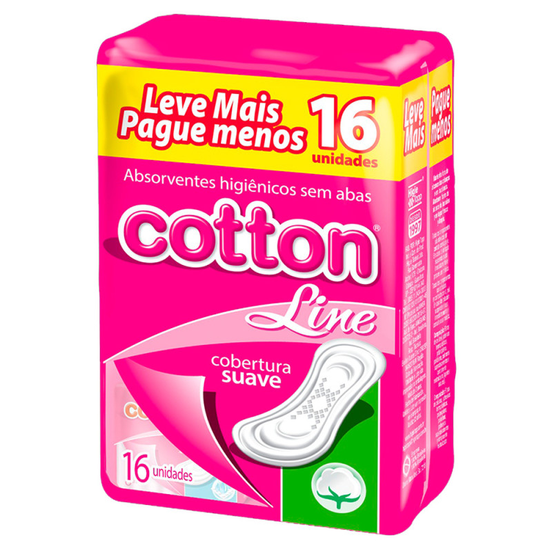 ABSORVENTE COTTON LINE C/ 16UN SUAVE SEM ABAS - CX COM 30 UN