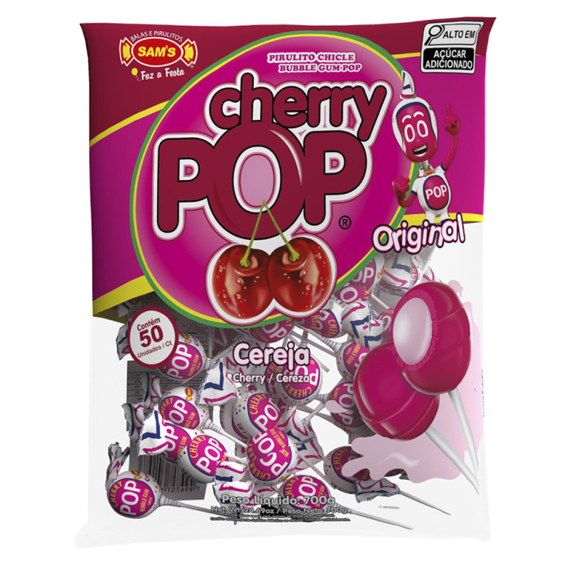PIRULITO CHERRY POP SAM'S 14GR ORIGINAL CEREJA - PC COM 50 UN
