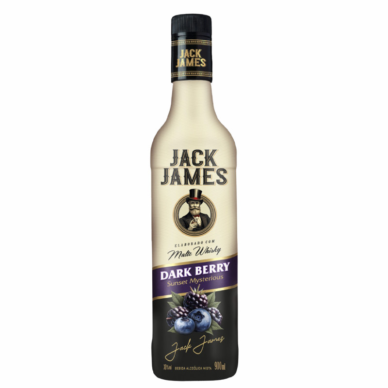 WHISKY MALTE JACK JAMES 900ML DARK BERRY - CX COM 6 UN