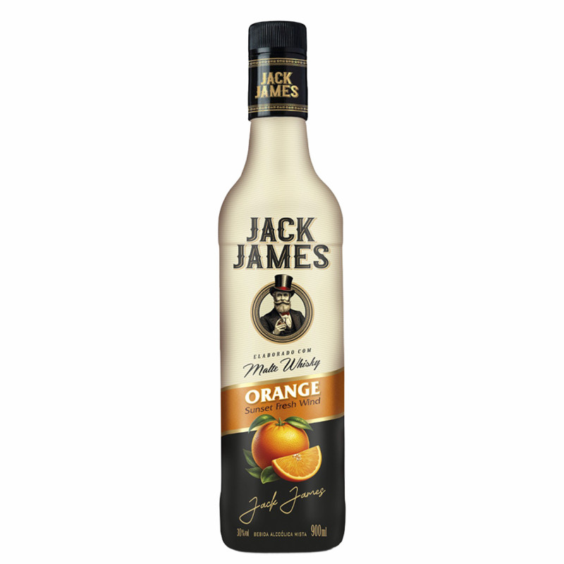 WHISKY MALTE JACK JAMES 900ML ORANGE - CX COM 6 UN