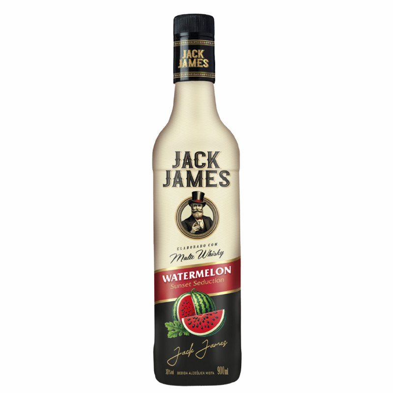 WHISKY MALTE JACK JAMES 900ML WATERMELON - CX COM 6 UN