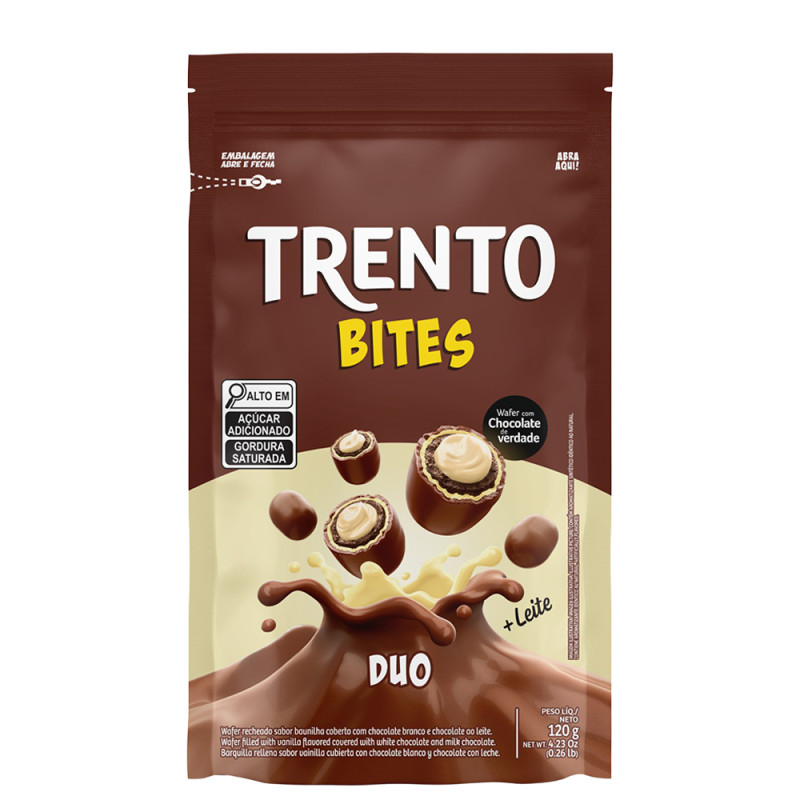 CHOCOLATE TRENTO PECCIN BITES POUCH 120GR DUO - CX COM 20 SC
