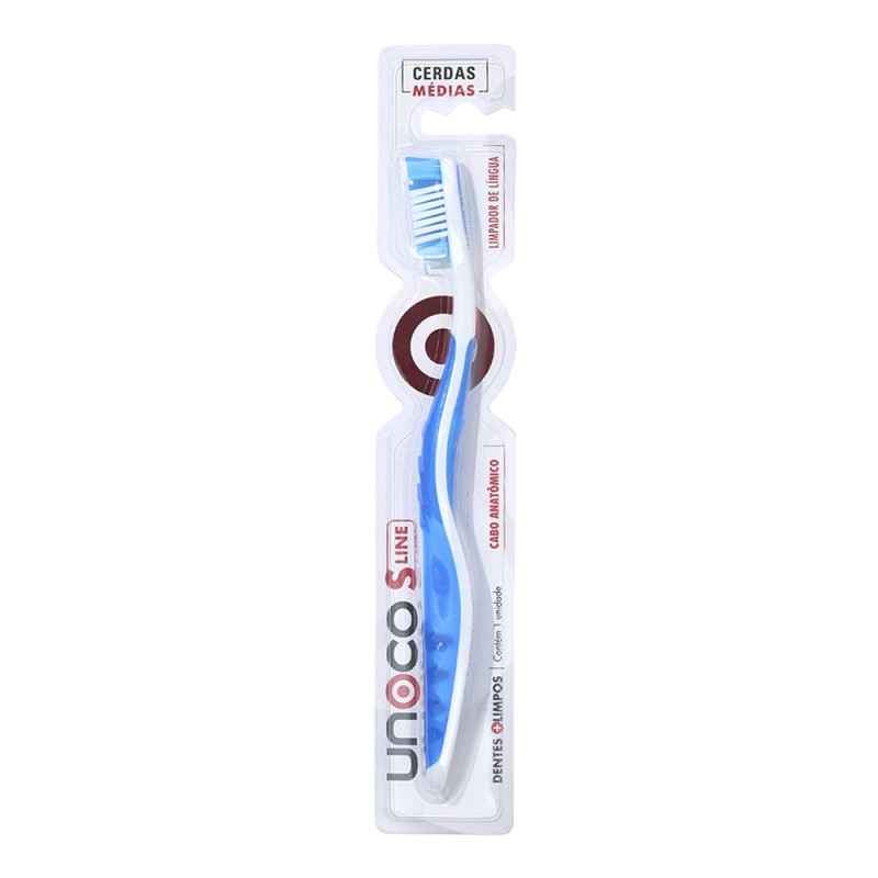 ESCOVA DENTAL ADULTA UNOCO CERDAS MÉDIAS SLINE - PC COM 12 UN