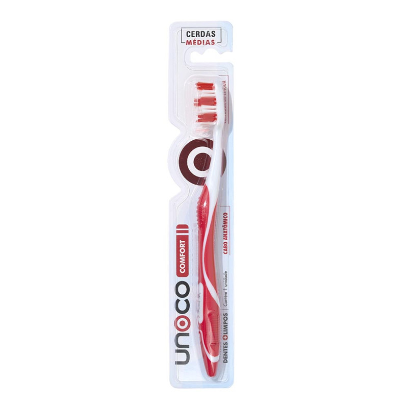 ESCOVA DENTAL ADULTA UNOCO CERDAS MÉDIAS COMFORT - PC COM 12 UN