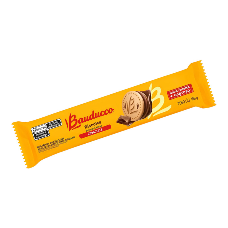 BISCOITO RECHEADO BAUDUCCO 108GR CHOCOLATE - CX COM 48 UN