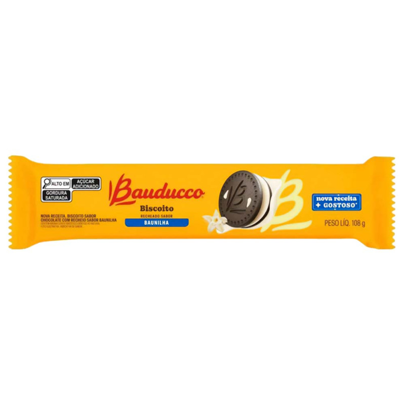 BISCOITO RECHEADO BAUDUCCO 108GR BAUNILHA - CX COM 48 UN