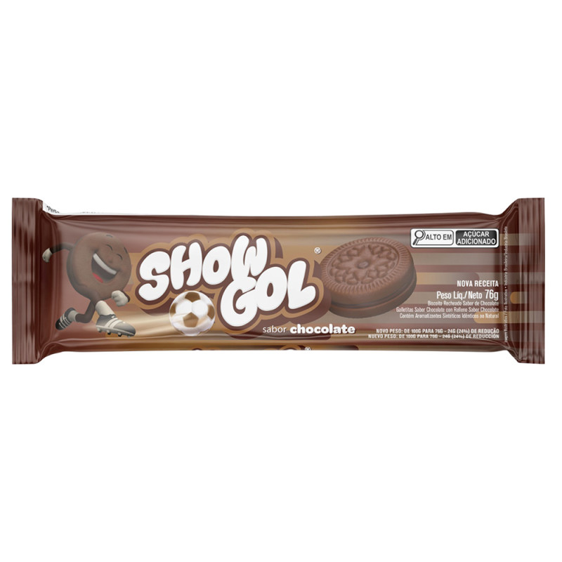 BISCOITO RECHEADO SHOW GOL CORY 76GR CHOCOLATE - CX COM 36 UN