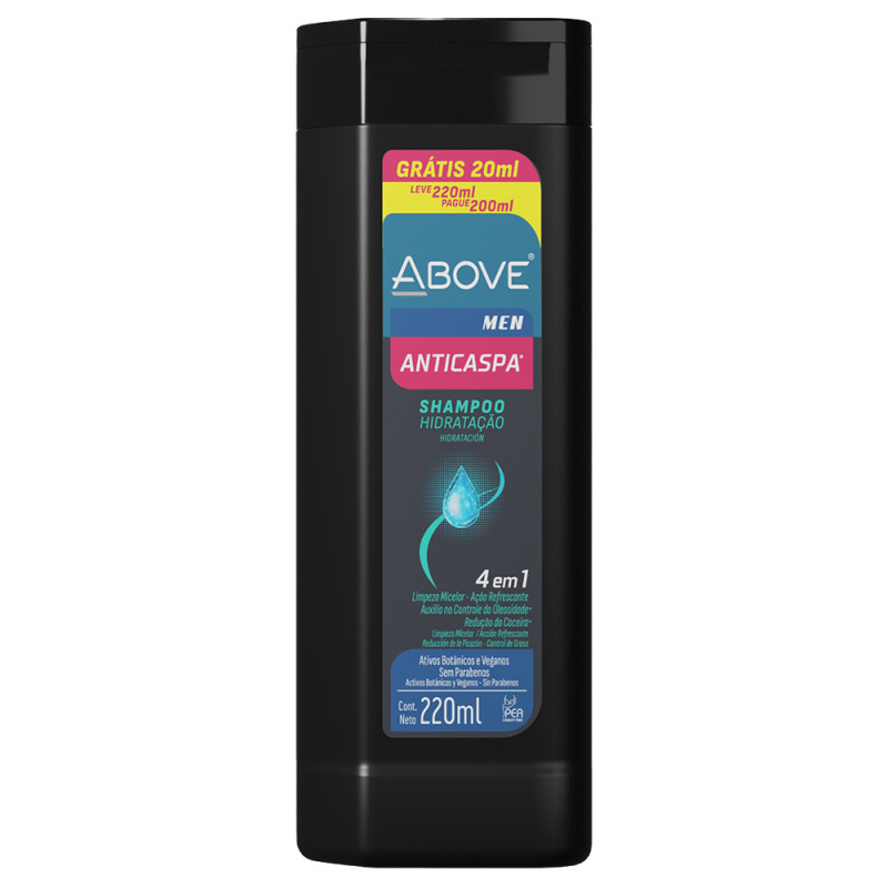 SHAMPO ABOVE 220ML ANTICASPA MEN - CX COM 12 UN
