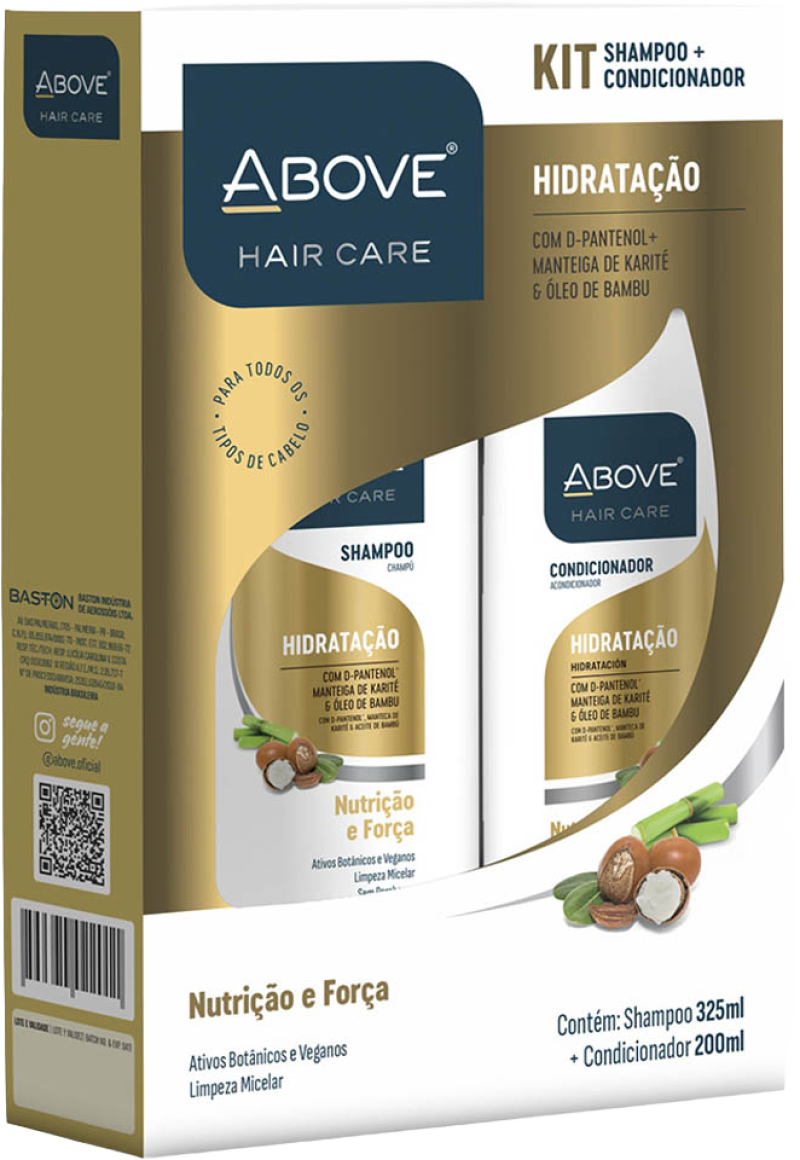 KIT ABOVE SHAMPOO 325ML/CONDICIONADOR 200ML HIDRATAÇÃO - UNIDADE