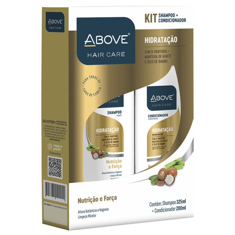 KIT ABOVE SHAMPOO 325ML/CONDICIONADOR 200ML HIDRATAÇÃO - UNIDADE