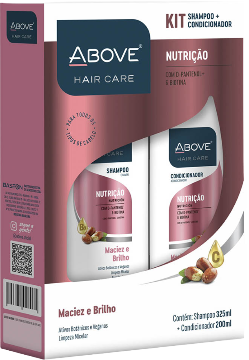 KIT ABOVE SHAMPOO 325ML/CONDICIONADOR 200ML NUTRIÇÃO - UNIDADE