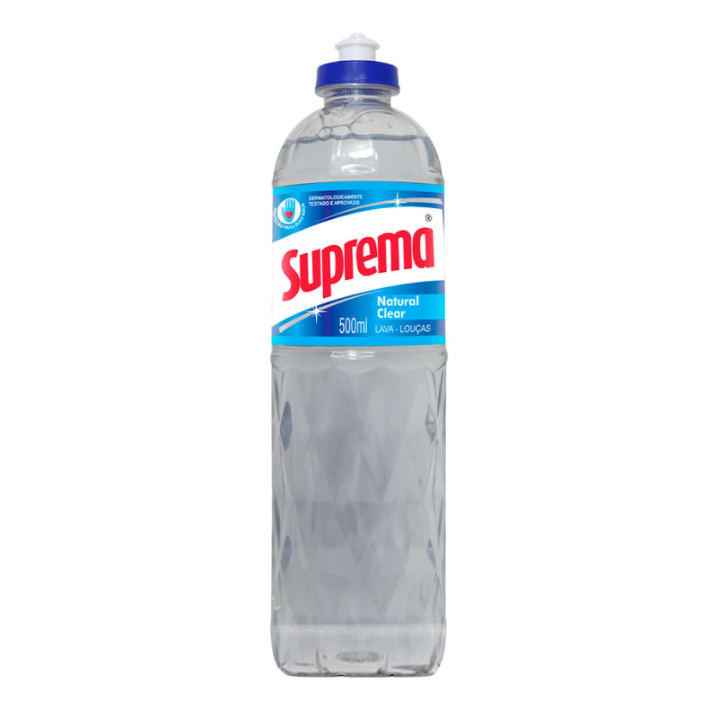 LAVA-LOUÇAS LÍQUIDO SUPREMA 500ML NATURAL CLEAR - CX COM 24 UN
