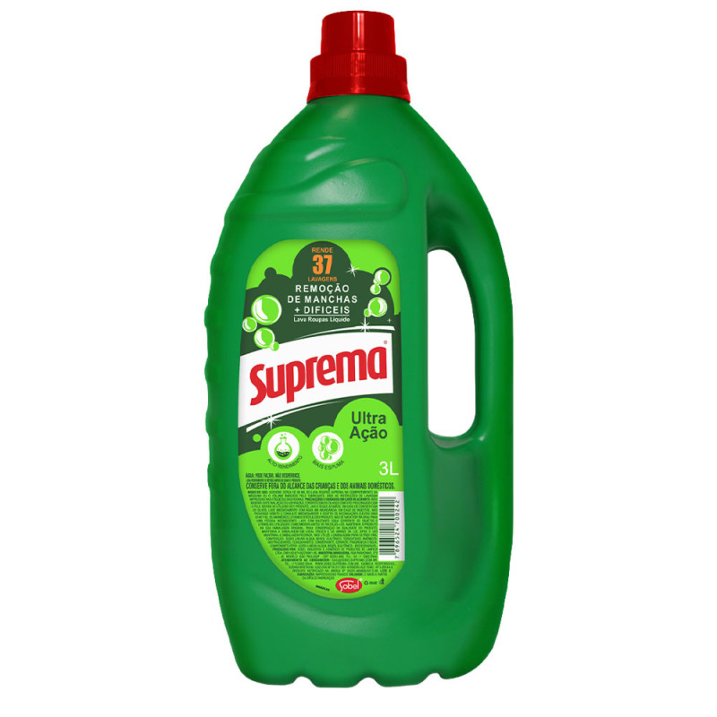 LAVA ROUPAS LÍQUIDO SUPREMA 3 LITROS ULTRA AÇÃO - CX COM 6 UN