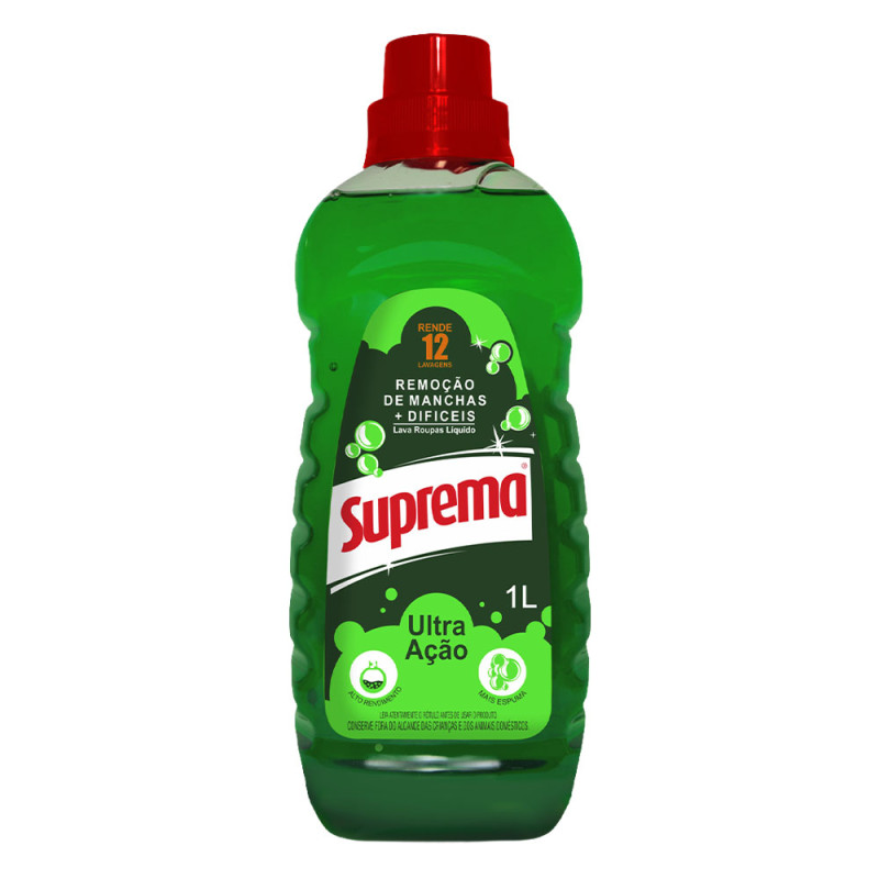 LAVA ROUPAS LÍQUIDO SUPREMA 1 LITRO ULTRA AÇÃO - CX COM 12 UN