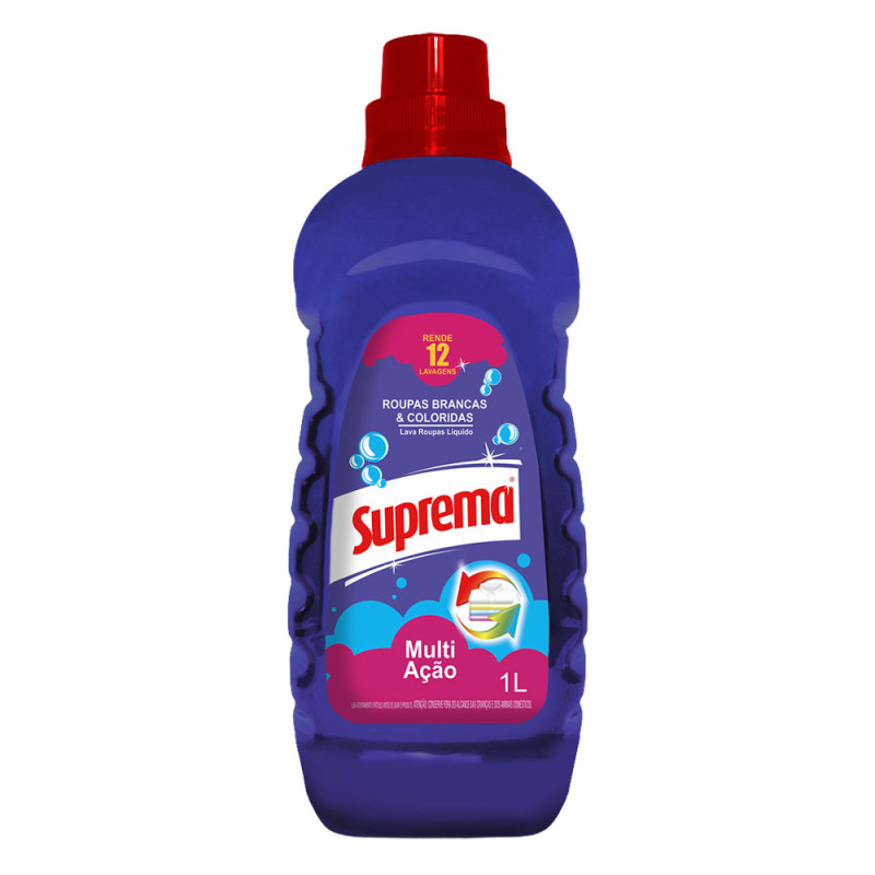 LAVA ROUPAS LÍQUIDO SUPREMA 1 LITRO MULTI AÇÃO - CX COM 12 UN