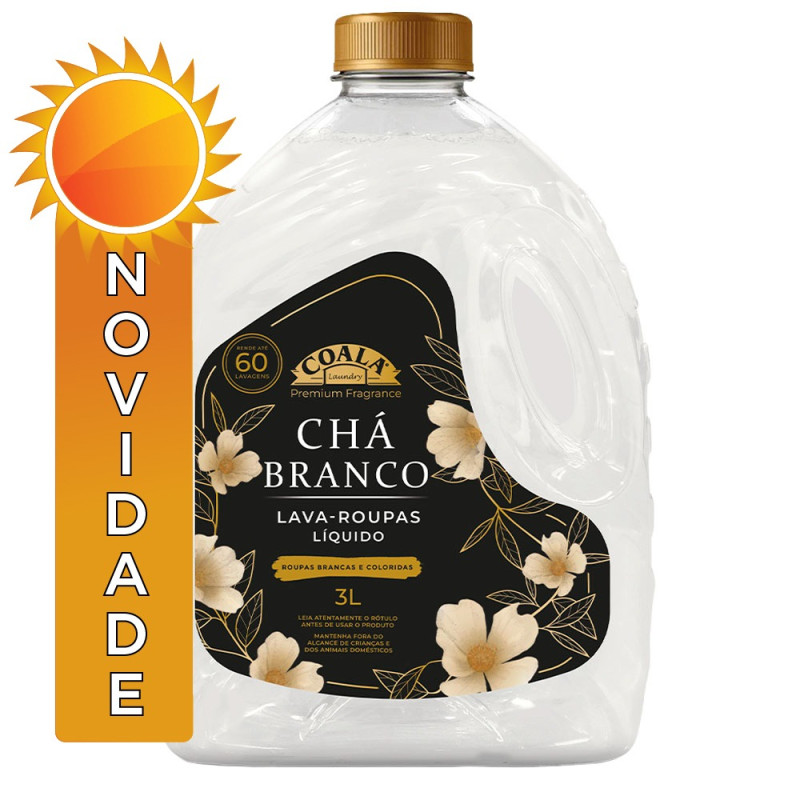LAVA-ROUPAS LÍQUIDO COALA LAUNDRY 3 LITROS CHÁ BRANCO - CX COM 4 UN