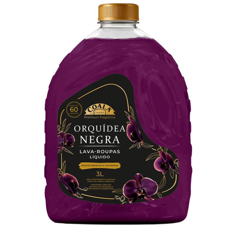 LAVA-ROUPAS LÍQUIDO COALA LAUNDRY 3 LITROS ORQUÍDEA NEGRA - CX COM 4 UN