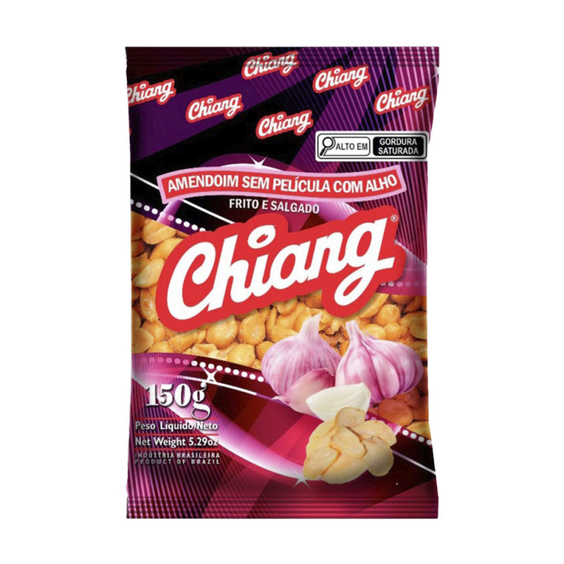 AMENDOIM SEM PELE CHIANG 150GR COM ALHO - CX COM 12 PC