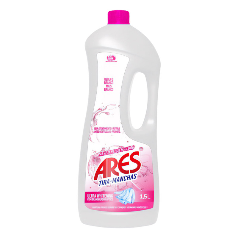 ALVEJANTE LÍQUIDO SEM CLORO ARES 1,5 LITRO ULTRA WHITENING - CX COM 6 UN