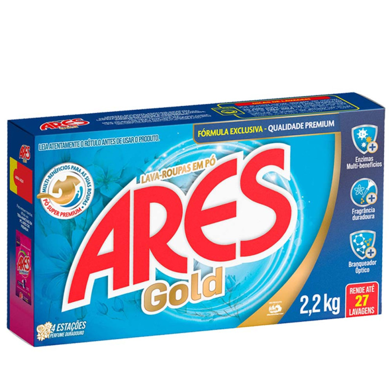 LAVA ROUPAS EM PÓ GOLD ARES 2,2 KILOS - CX COM 6 UN