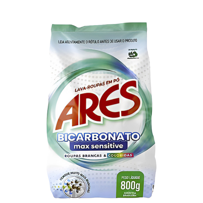 LAVA ROUPAS EM Pó ARES 800GR BICARBONATO - FD COM 10 UN