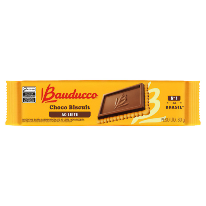 BISCOITO CHOCO BISCUIT BAUDUCCO 80GR AO LEITE - CX COM 24 UN