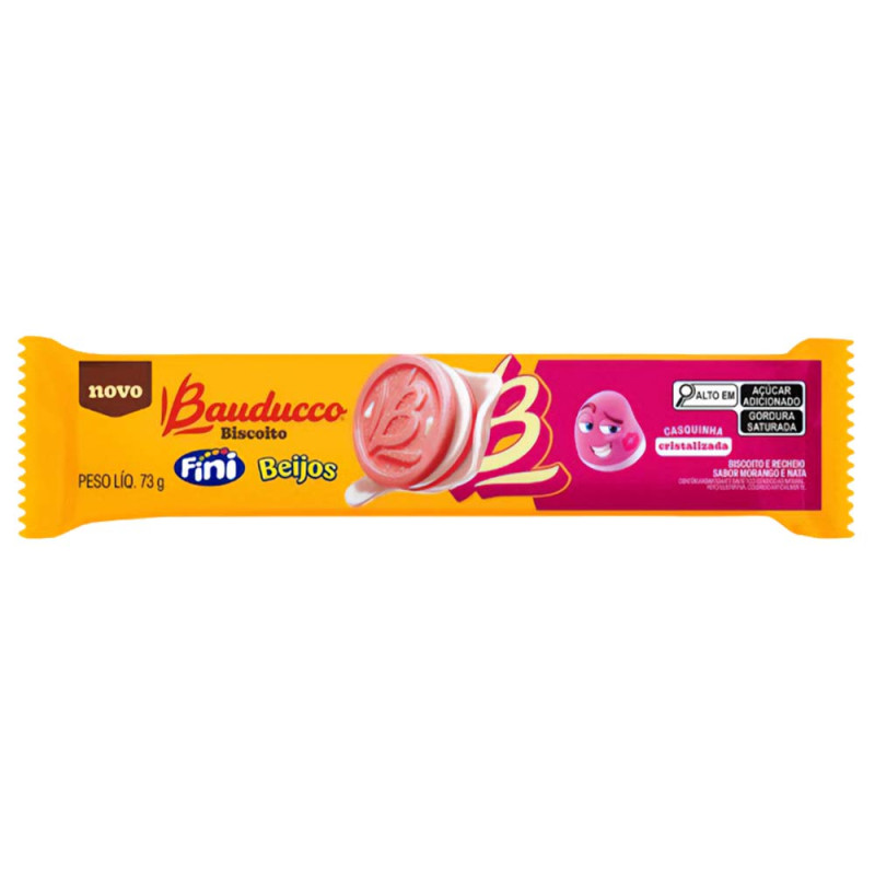 BISCOITO RECHEADO FINI BAUDUCCO 73GR BEIJOS - CX COM 48 UN