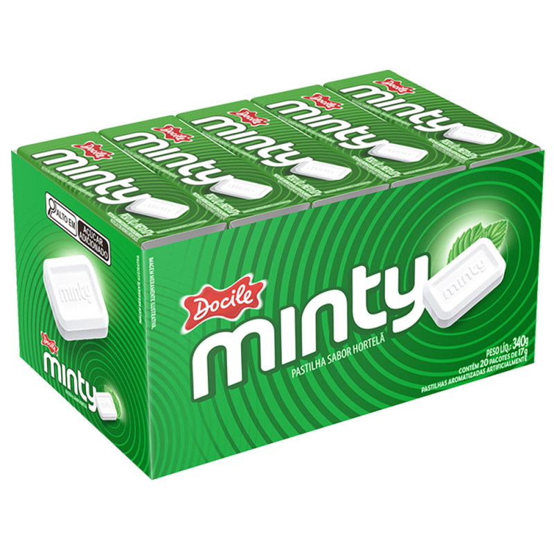 PASTILHA MINTY DOCILE 17GR HORTELÃ - DP COM 20 UN