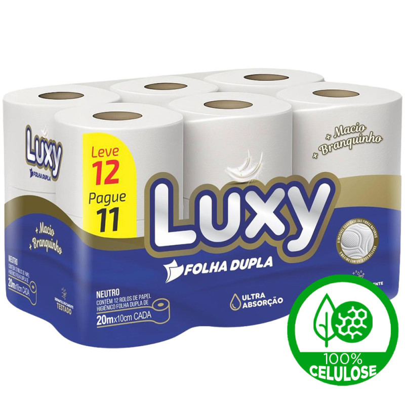 PAPEL HIGIÊNICO LUXY NEUTRO 12X20MT FOLHA DUPLA - FD COM 6 PC