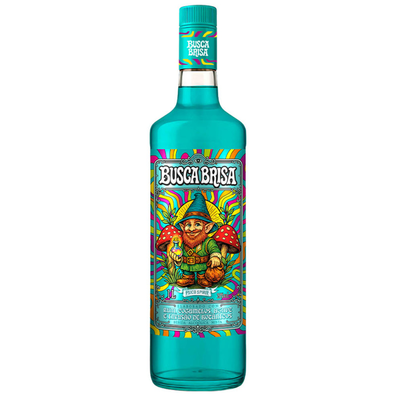 LICOR BUSCA BRISA PSICO SPIRIT RUM COGUMELOS E AGAVE 1 LITRO - CX COM 6 UN
