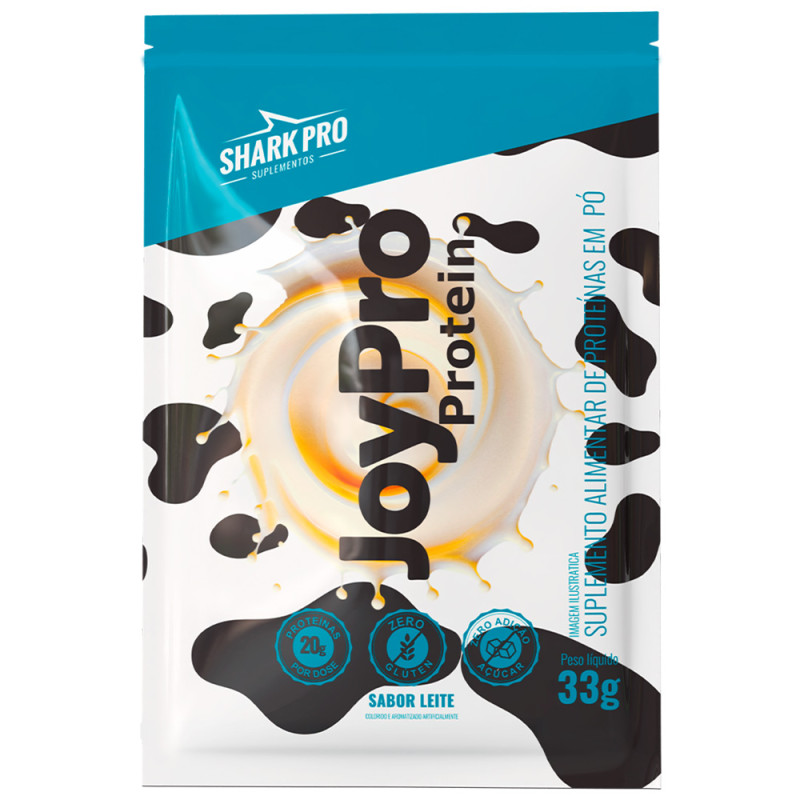 WHEY PROTEIN JOYPRO SHARK PRO SACHÊ 33GR LEITE - DP COM 10 UN