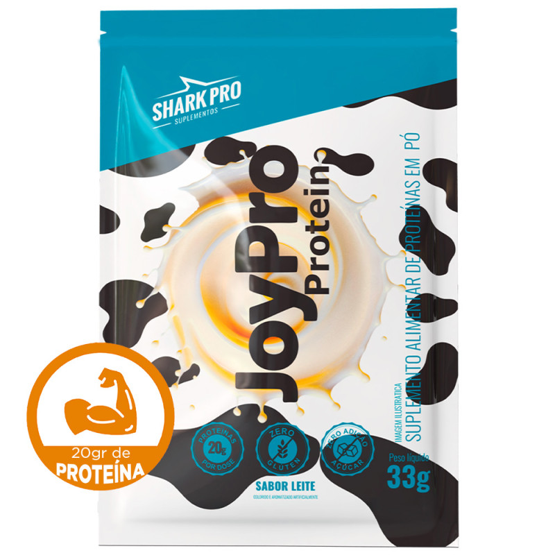 WHEY PROTEIN JOYPRO SHARK PRO SACHÊ 33GR LEITE - DP COM 10 UN