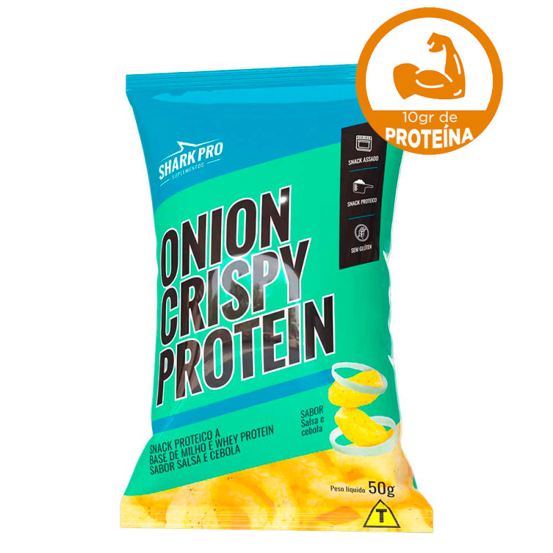 SALGADINHO CRISPY PROTEIN SHARK PRO 50GR SALSA E CEBOLA - CX COM 10 UN