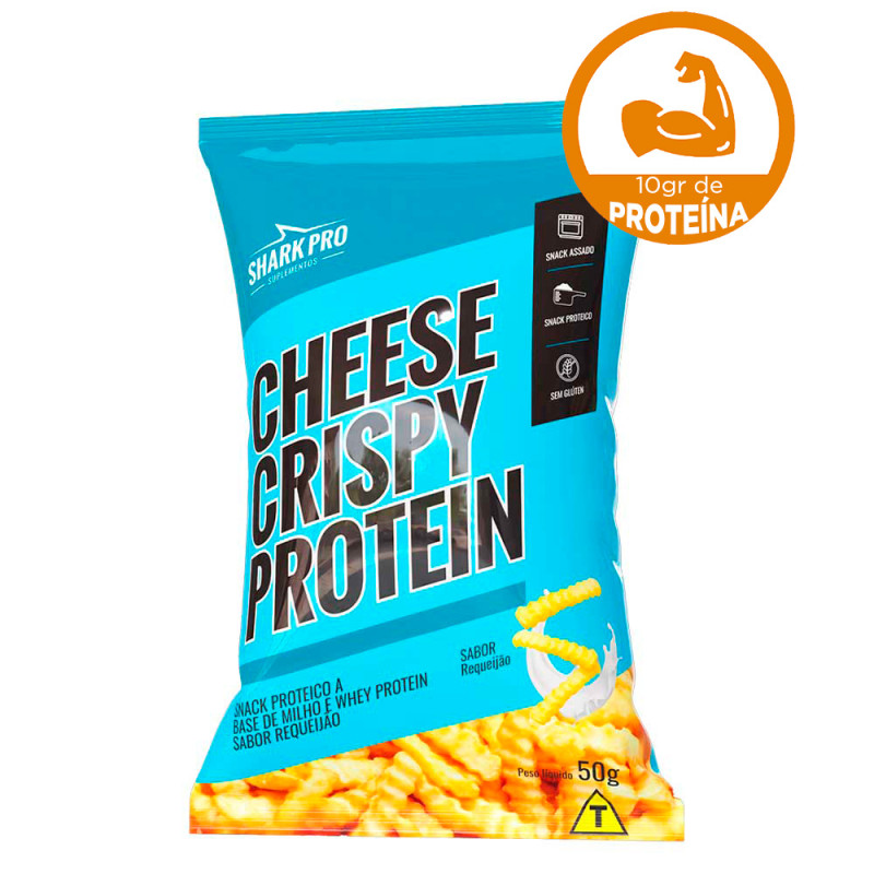 SALGADINHO CRISPY PROTEIN SHARK PRO 50GR REQUEIJÃO - CX COM 10 UN