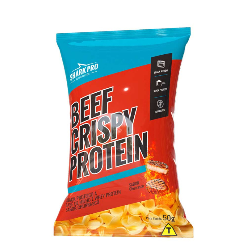 SALGADINHO CRISPY PROTEIN SHARK PRO 50GR CHURRASCO - CX COM 10 UN