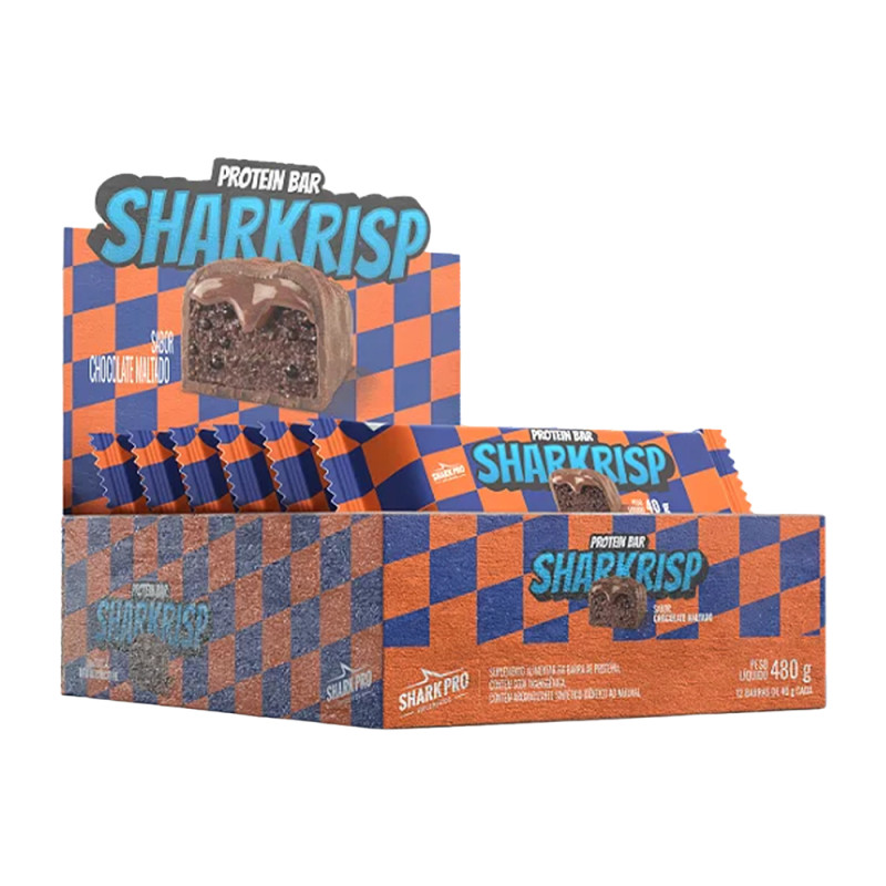 BARRA PROTEICA SHARKRISP SHARK PRO 40GR CHOCOLATE MALTADO - DP COM 12 UN