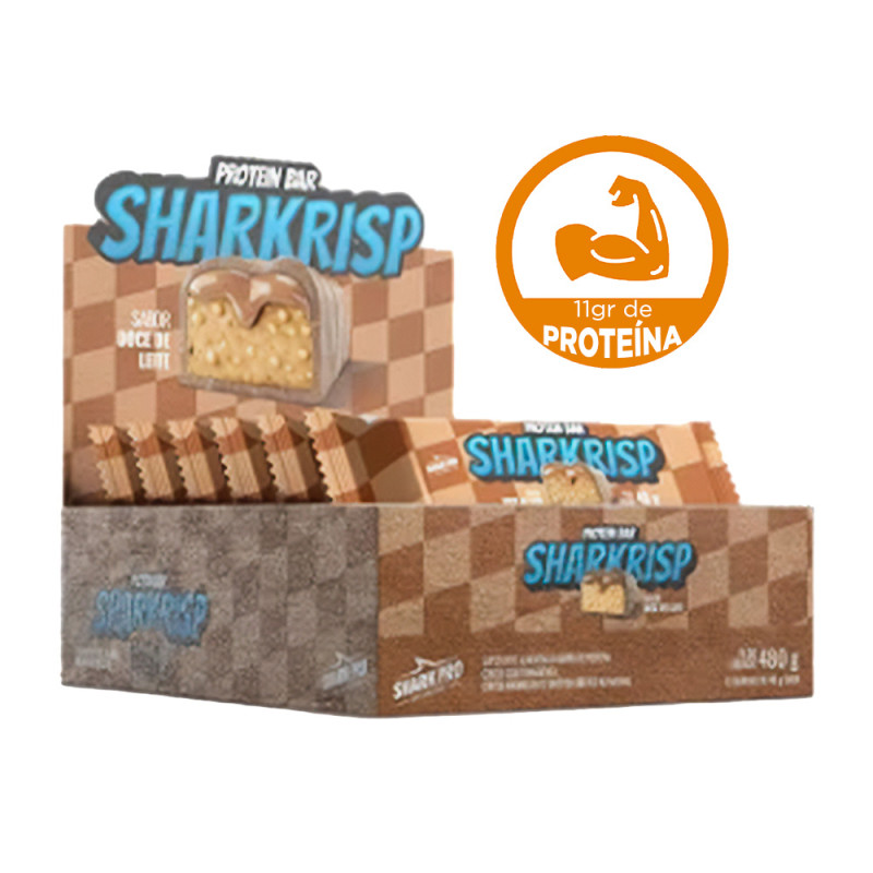BARRA PROTEICA SHARKRISP SHARK PRO 40GR DOCE DE LEITE - DP COM 12 UN