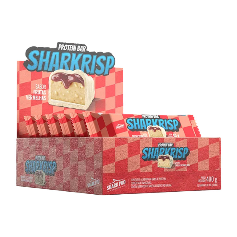 BARRA PROTEICA SHARKRISP SHARK PRO 40GR FRUTAS VERMELHAS - DP COM 12 UN