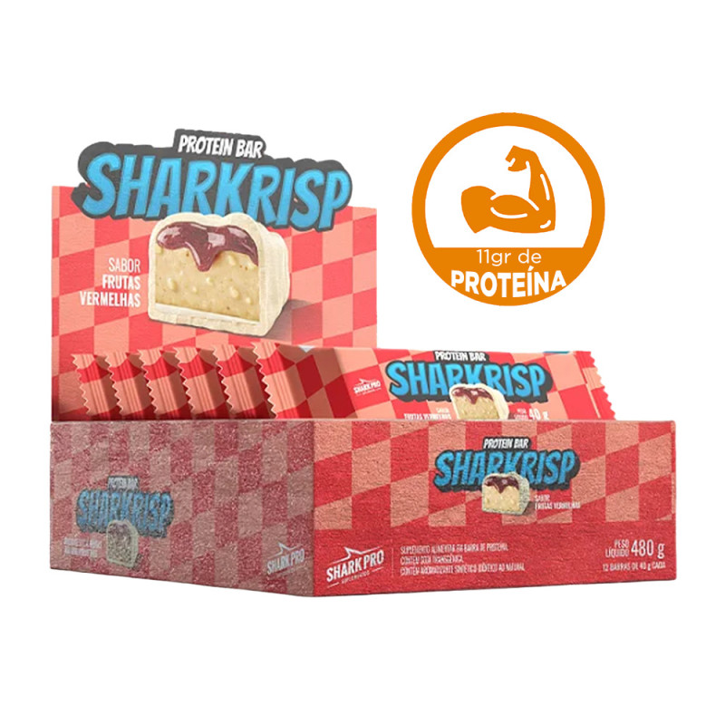 BARRA PROTEICA SHARKRISP SHARK PRO 40GR FRUTAS VERMELHAS - DP COM 12 UN