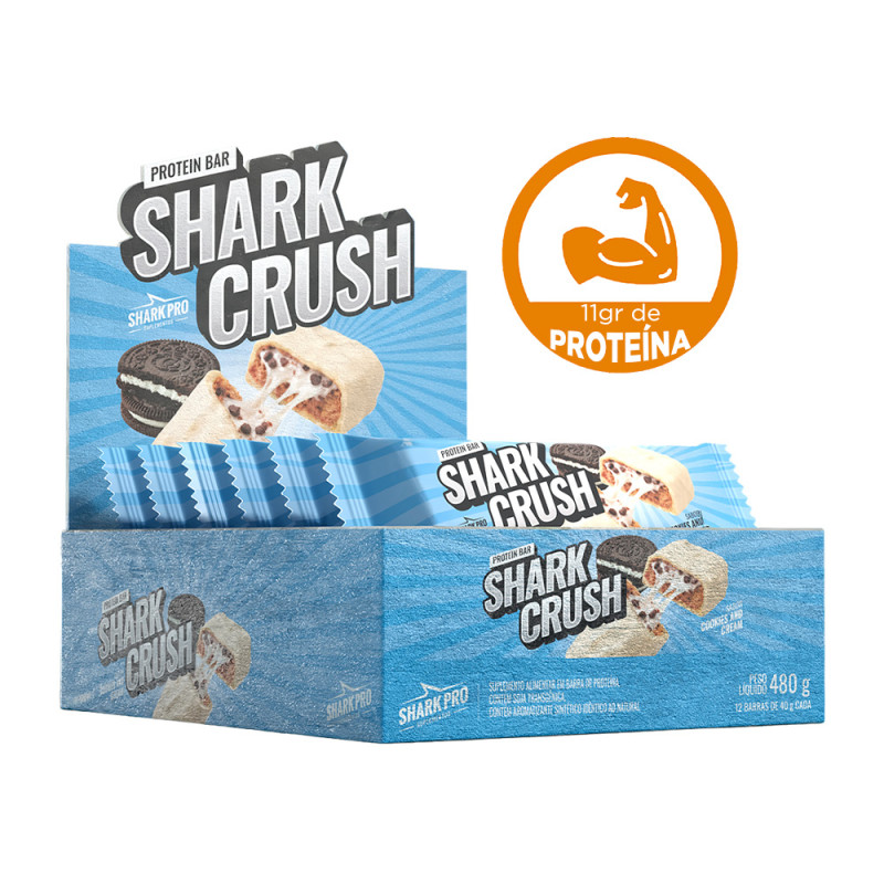 BARRA PROTEICA SHARKCRUSH SHARK PRO 40GR COOKIES & CREAM - DP COM 12 UN