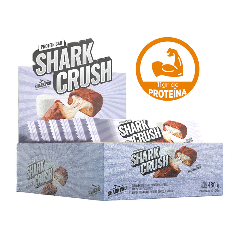 BARRA PROTEICA SHARKCRUSH SHARK PRO 40GR MARSHMALLOW - DP COM 12 UN