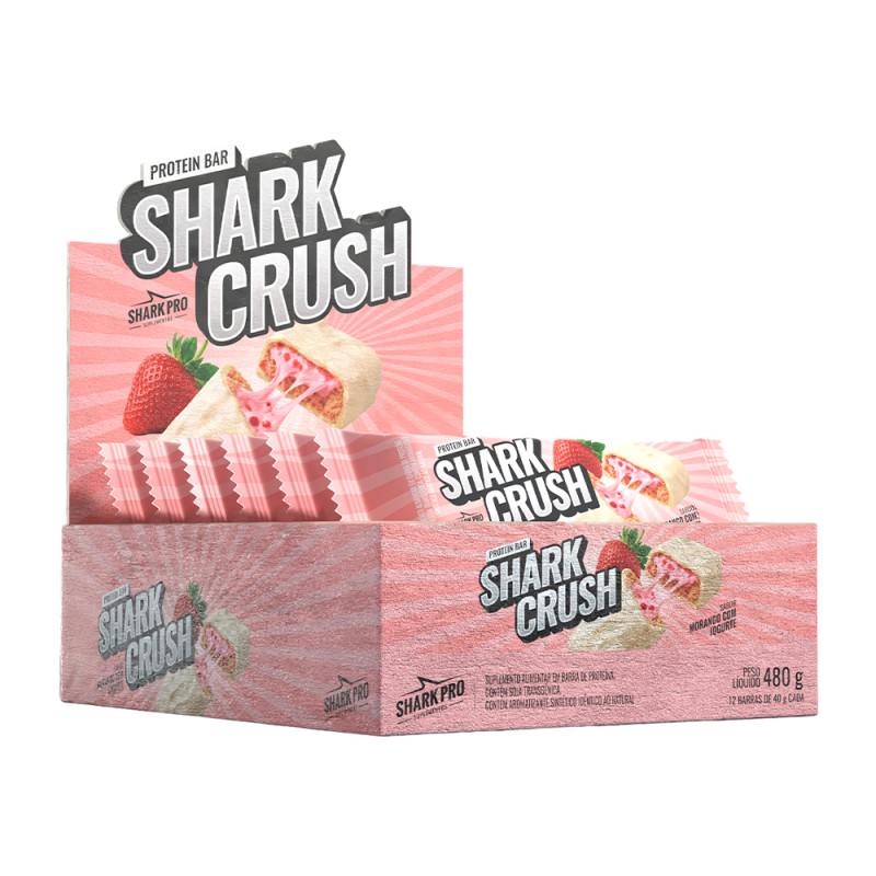 BARRA PROTEICA SHARKCRUSH SHARK PRO 40GR IOGURTE DE MORANGO - DP COM 12 UN