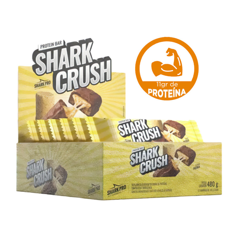 BARRA PROTEICA SHARKCRUSH SHARK PRO 40GR PAÇOCA - DP COM 12 UN