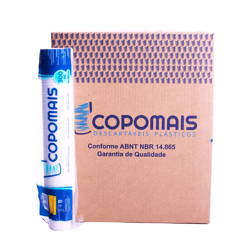 COPO DESCARTÁVEL COPOMAIS 100X300ML BRANCO - CX COM 20 UN