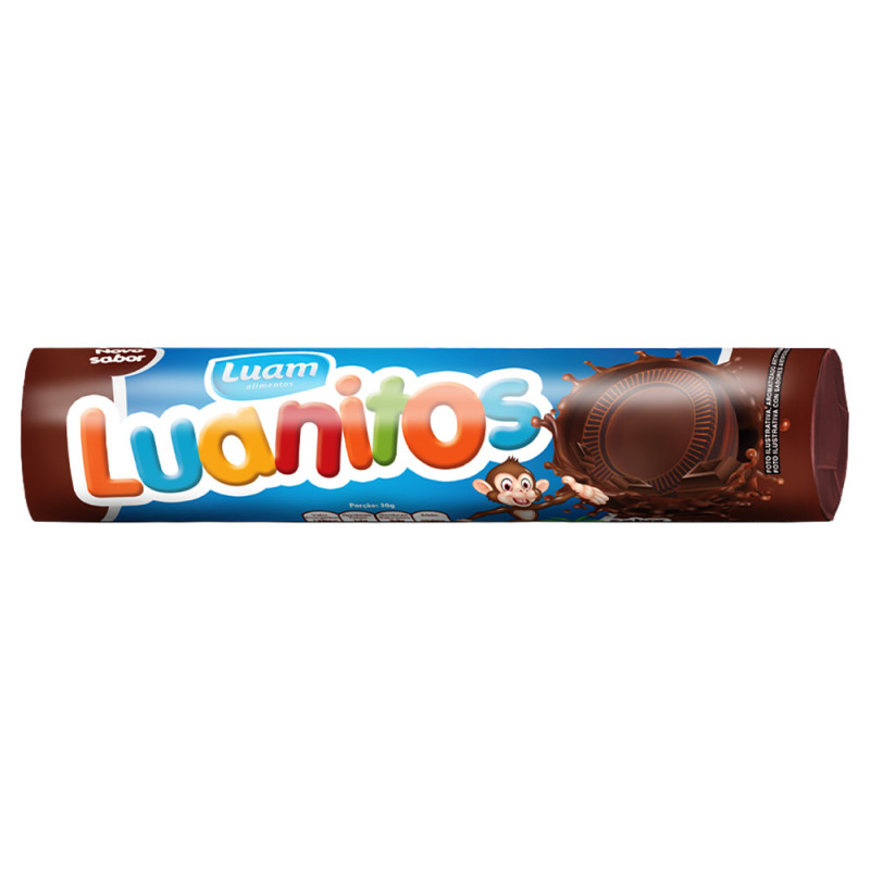 BISCOITO RECHEADO LUANITOS 110GR CHOCOLATE - CX COM 30 UN