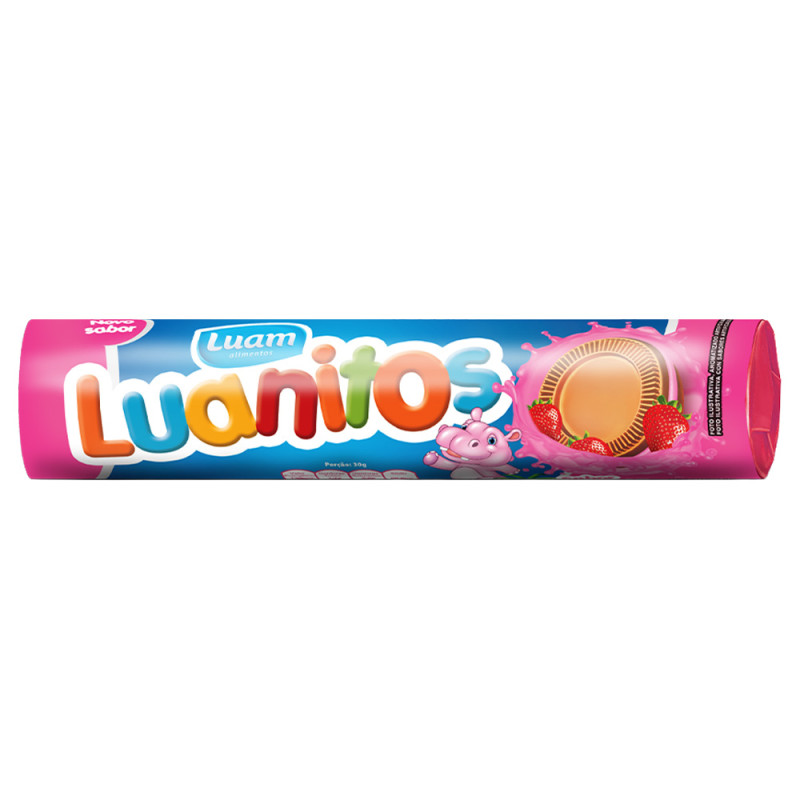 BISCOITO RECHEADO LUANITOS 110GR MORANGO - CX COM 30 UN